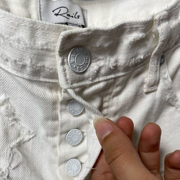 RAILS Logan Star Pattern Distressed Denim Shorts White Sz 24 - Picture 5 of 12